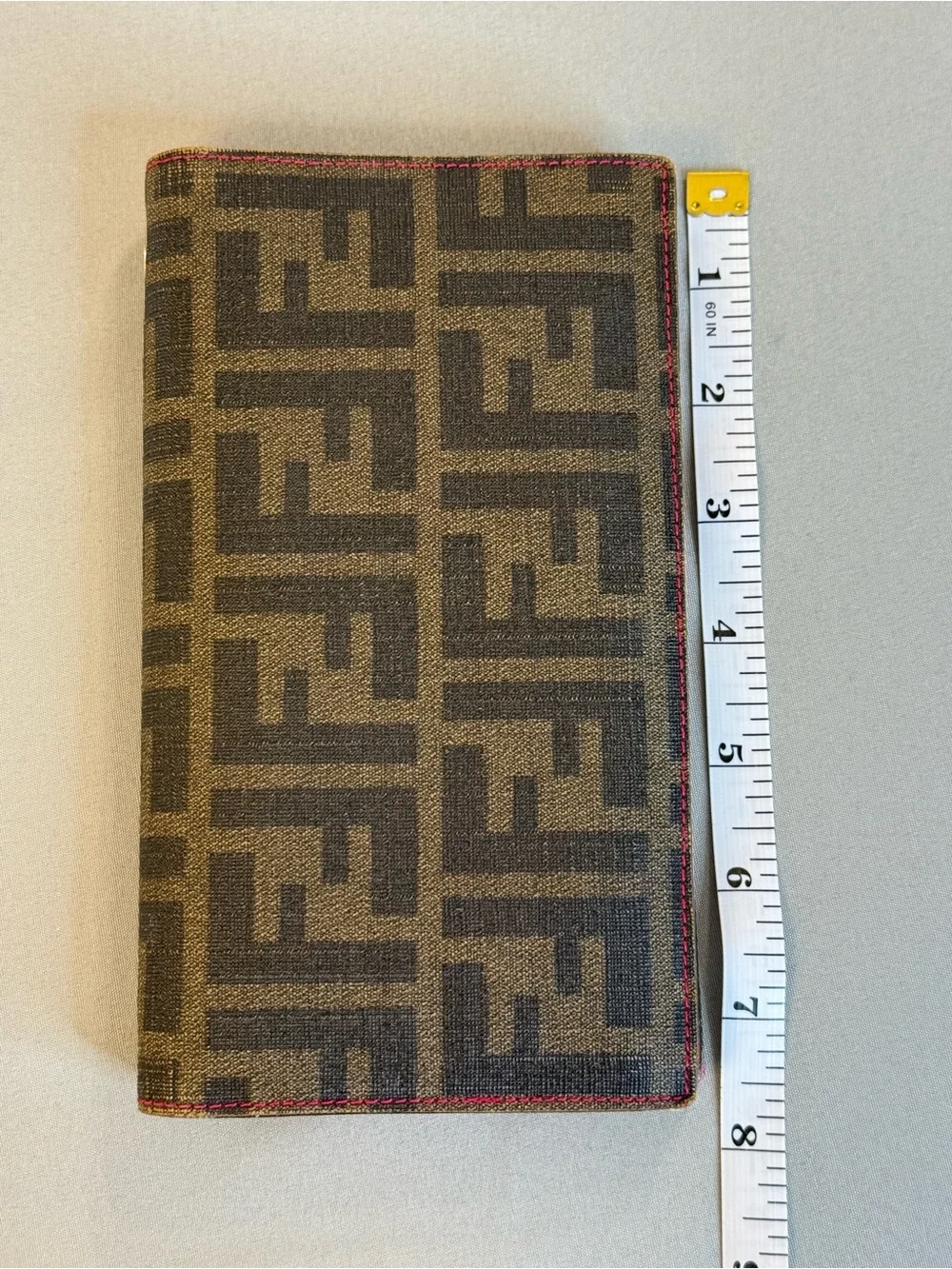 Fendi Wallet Brown FF Monogram Zucca Coated Canvas Pink Interior Box Dust Bag